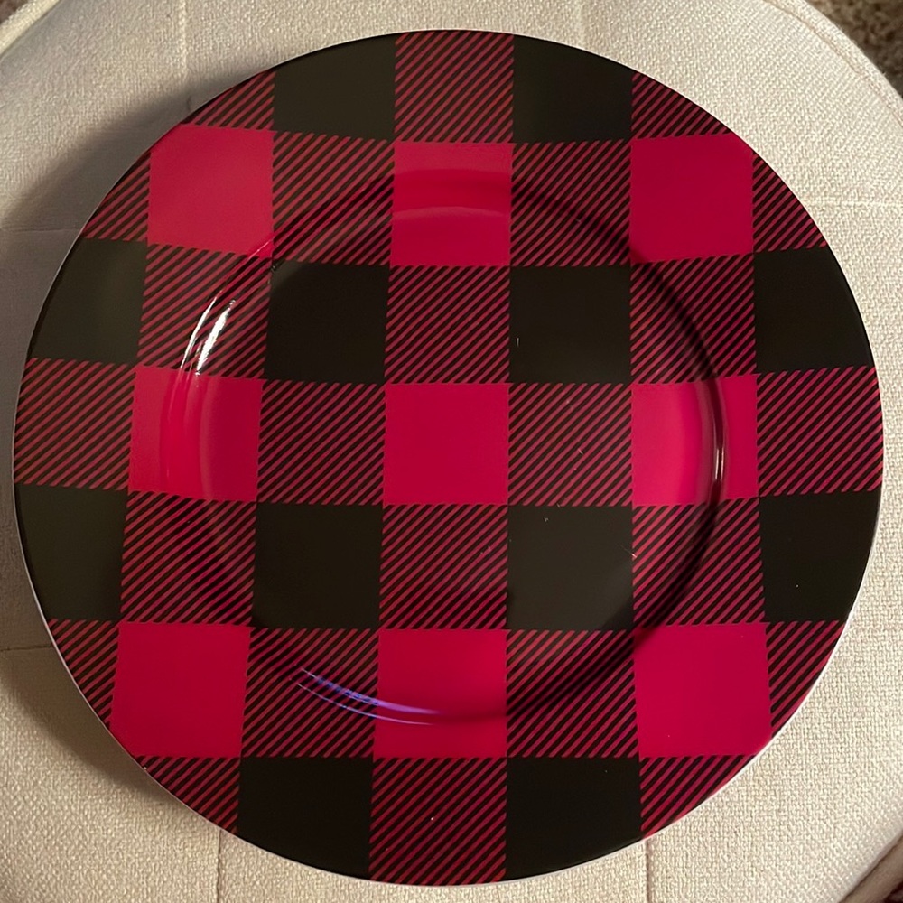 🔥3for$10 | Red/Black Buffalo Plaid | Set of 4 - 8 1/2” plates | H2K Porcelain